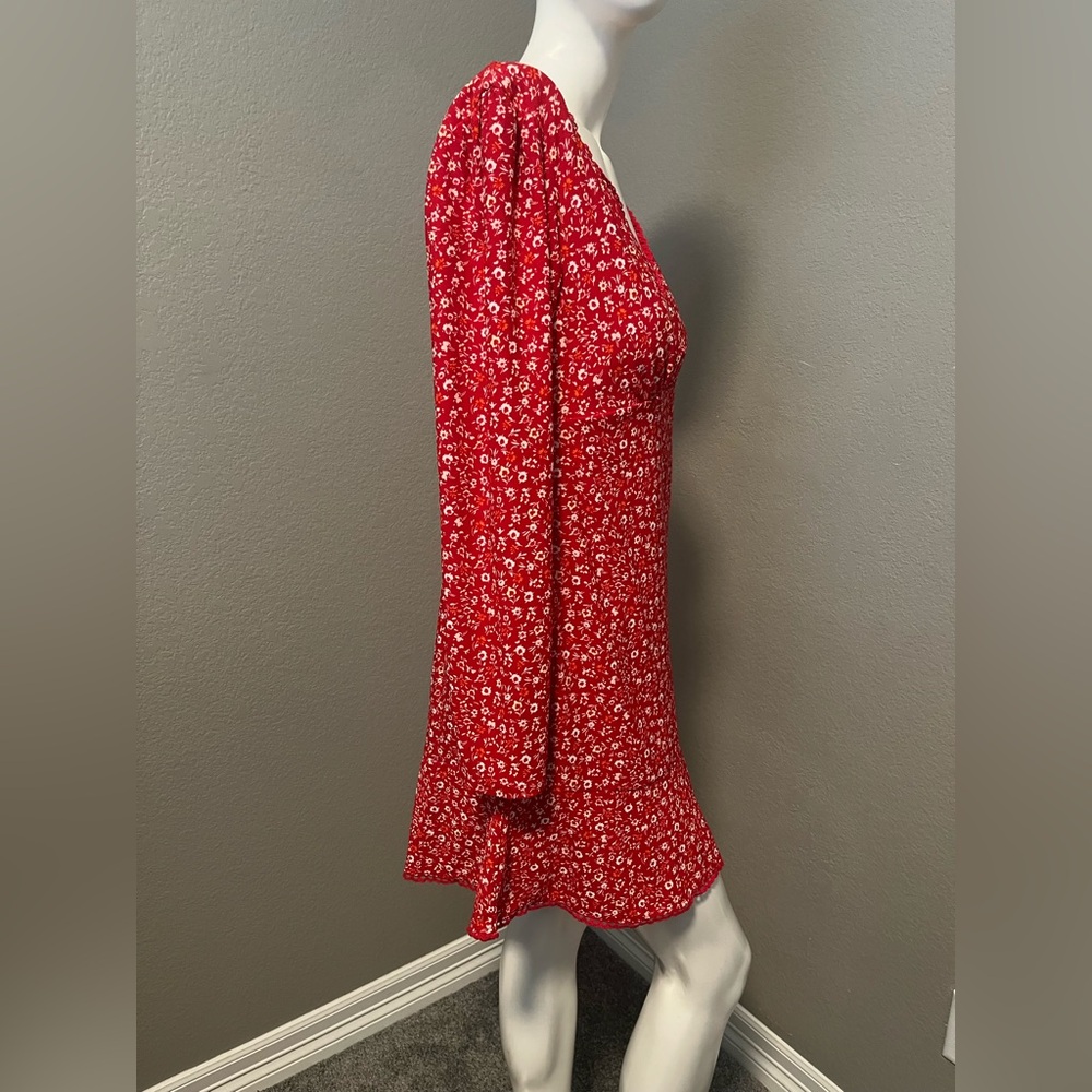 City Studio Jr. Women’s Red Floral Lace Trim Ruffle Skirt LS Mini Dress Size L - Picture 3 of 12